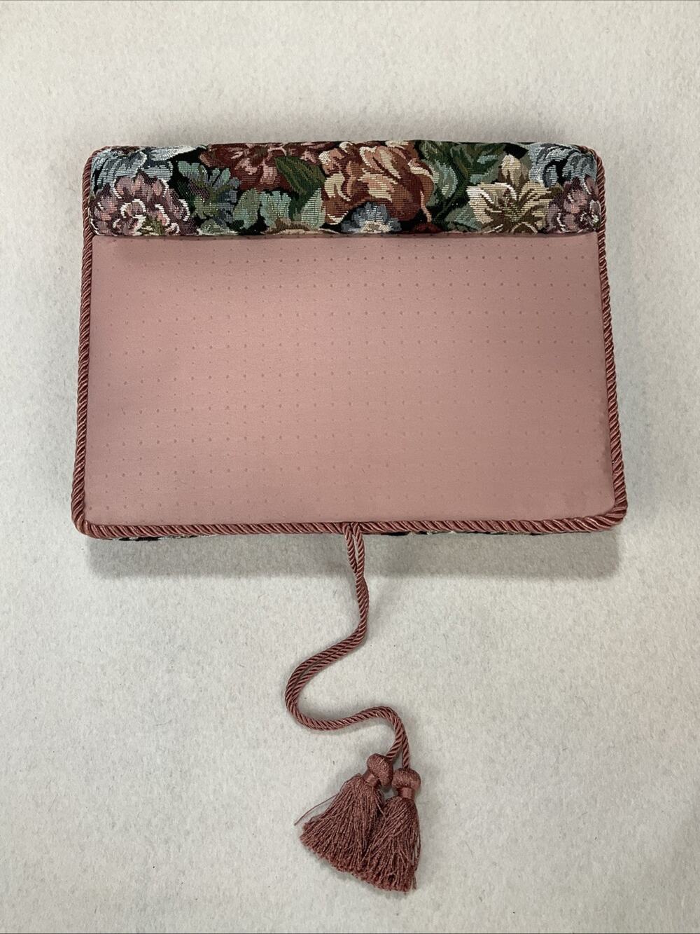 Vintage 90s Floral Tapestry Lap Desk w/ Decorative Queen Cords Portable
